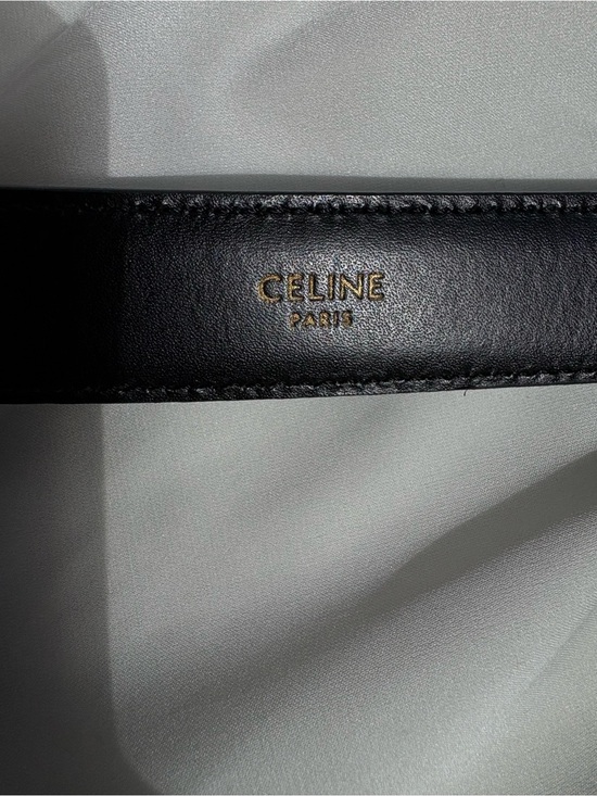 Celine Black Leather Belt with Gold Triomphe Buckle main image 7